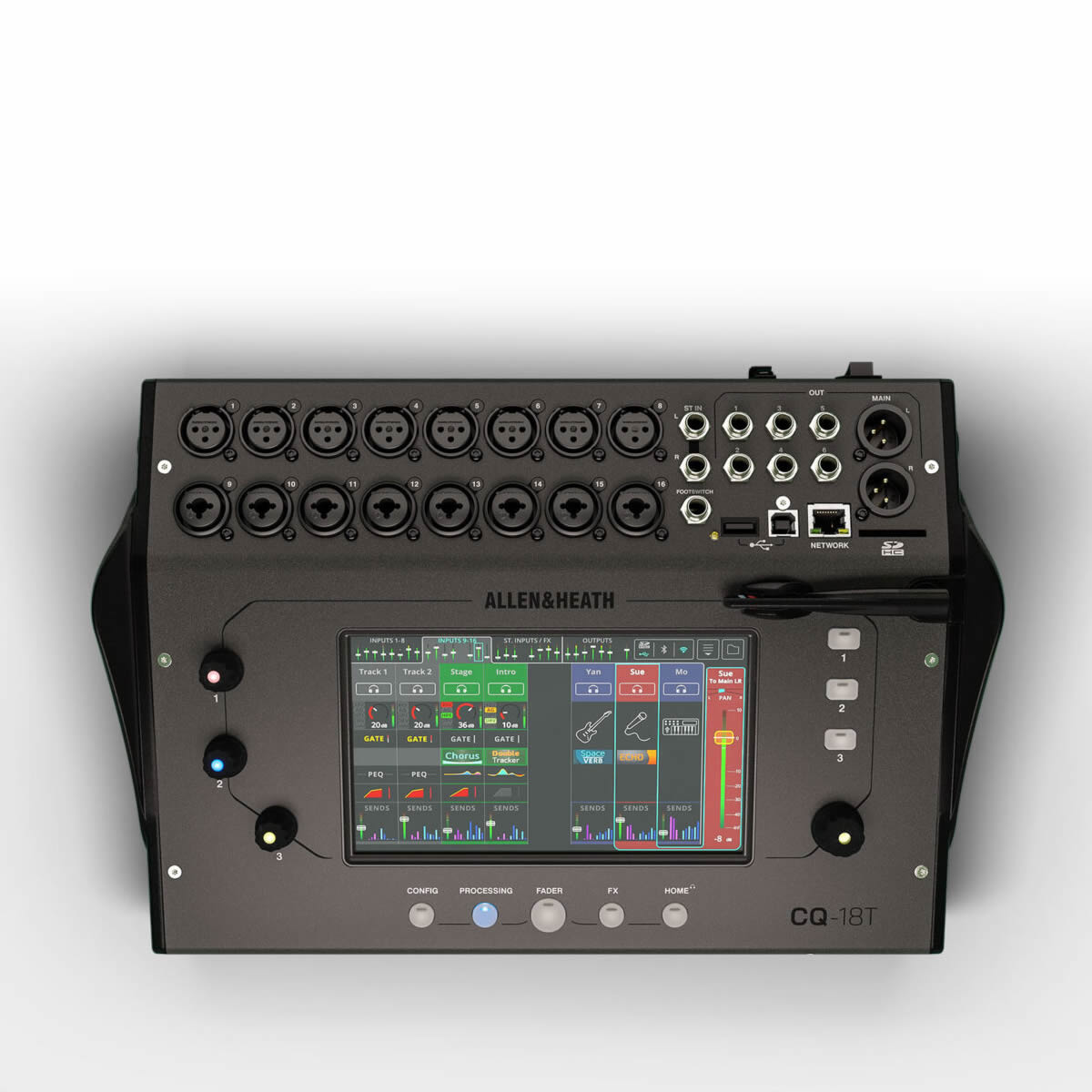 ALLEN & HEATH CQ-18T Mezclador digital ultracompacto de 18 entradas y 8 salidas con Wi-Fi